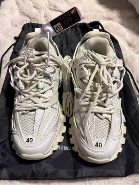 Balenciaga Cream Lace-Up Chunky Track Sneakers